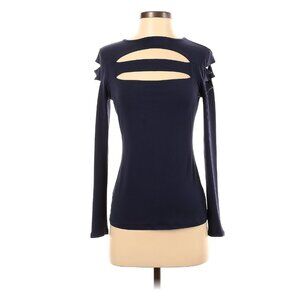 Venus Navy Blue Cutout Stretch Knit Long Sleeve Top Shirt Blouse Size Small Sexy